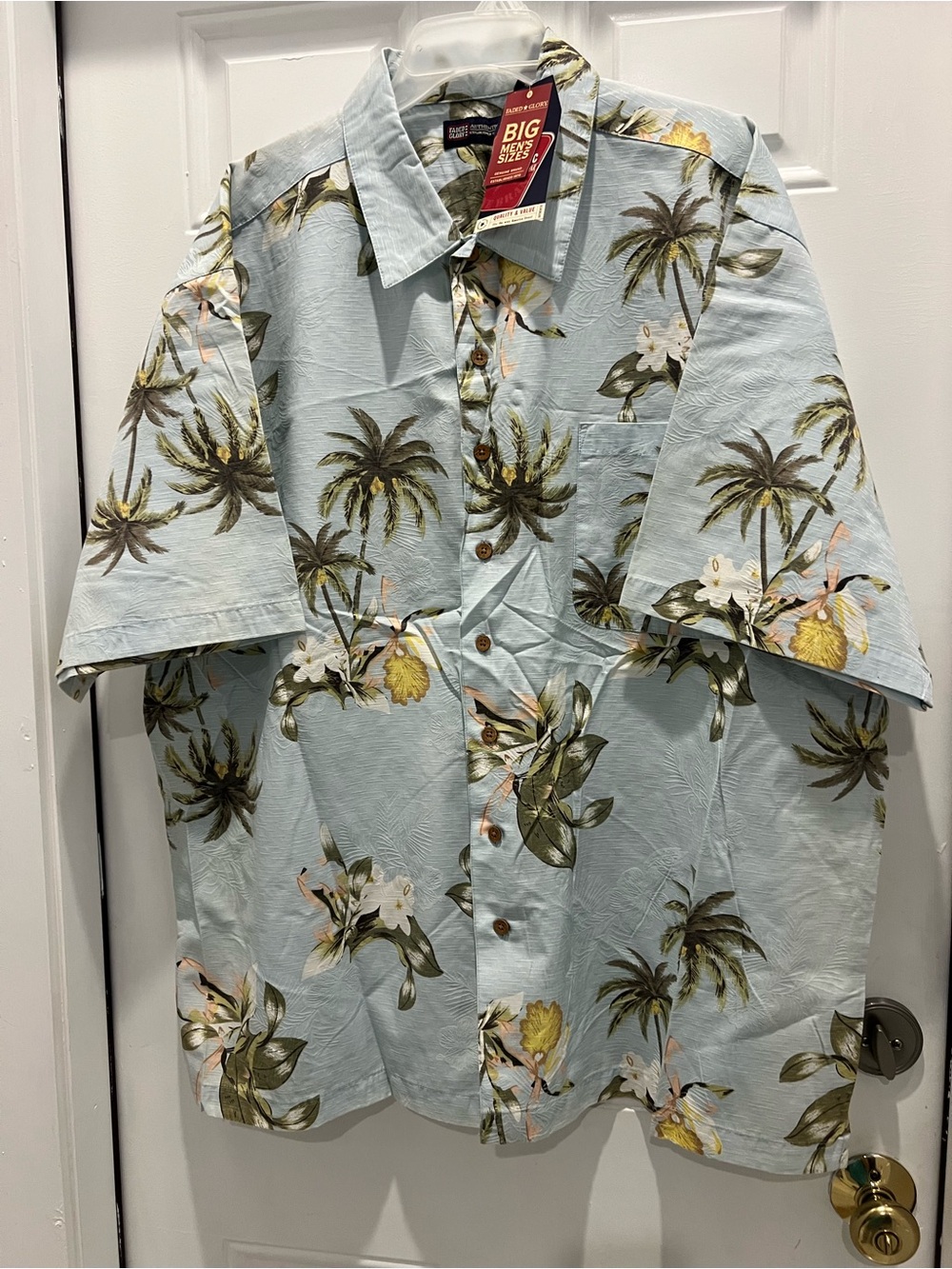 NWT Faded Glory Men XXL Hawaiian Button Up Short Sleeve Shirt Floral Pattern 453